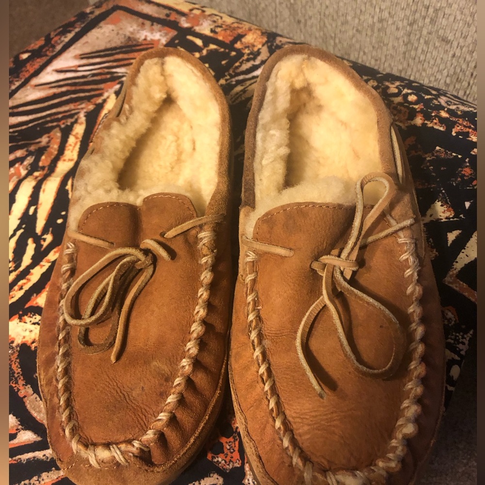 L.L.Bean Wicked Good Moccasins Rubber Sole Shearling Lined Women's Sz 8